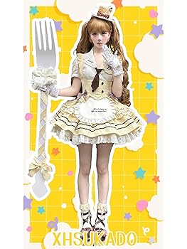 Amazon.co.jp: [XHSUKADO] メイド服 上下セット 3点